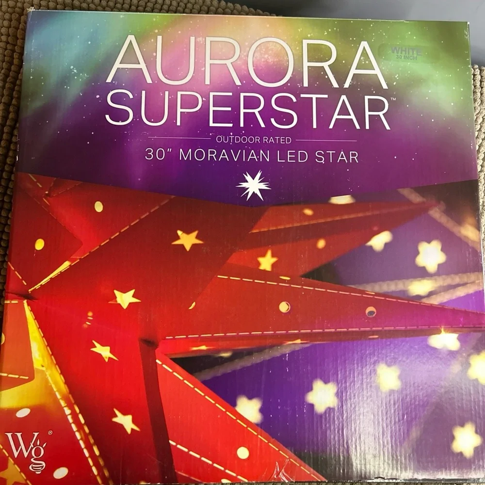 30” Christmas Moravian White Led Star Indoor/Outdoor Bat.Operated Timer